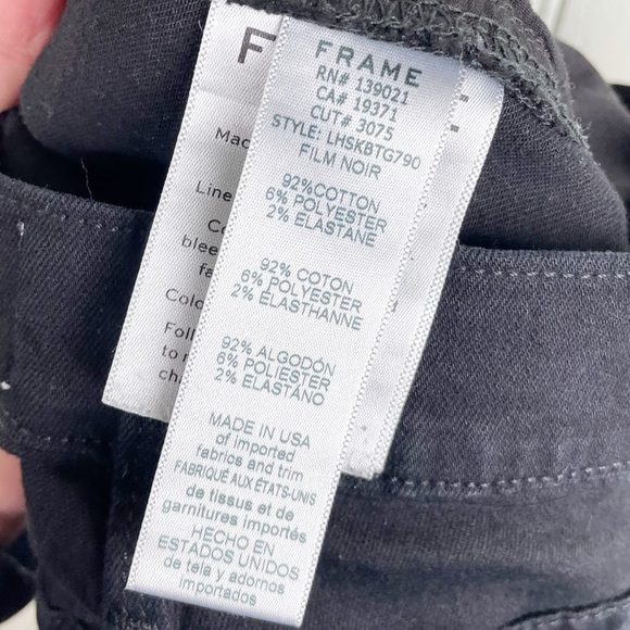 Frame Denim Le High Skinny Jeans in Film Noir Black Distressed Step Hem Size 27 - Picture 7 of 9